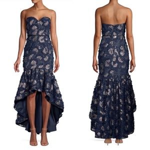 Aidan Mattox Floral Appliqu Strapless Dress